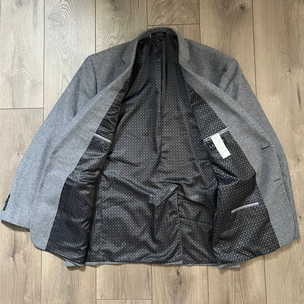 Lauren Ralph Lauren Mens Grey Wool Silk Cashmere Blazer Sport Coat 48L